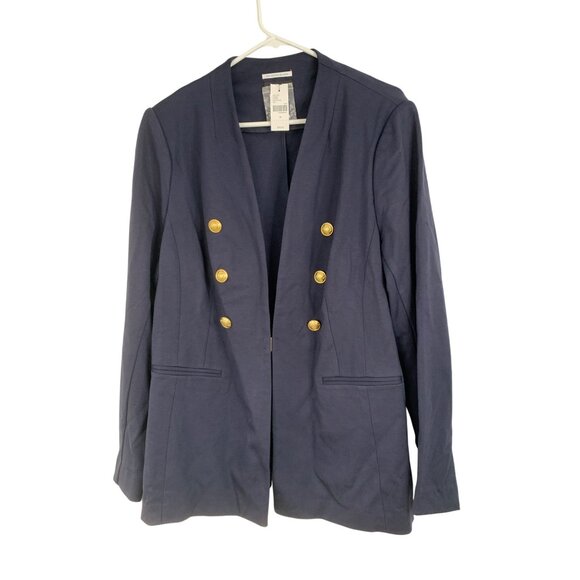 Lane Bryant Navy Blue Collarless Bryant Blazer Size 20 Goldcrest Buttons RS10276 - Picture 2 of 13